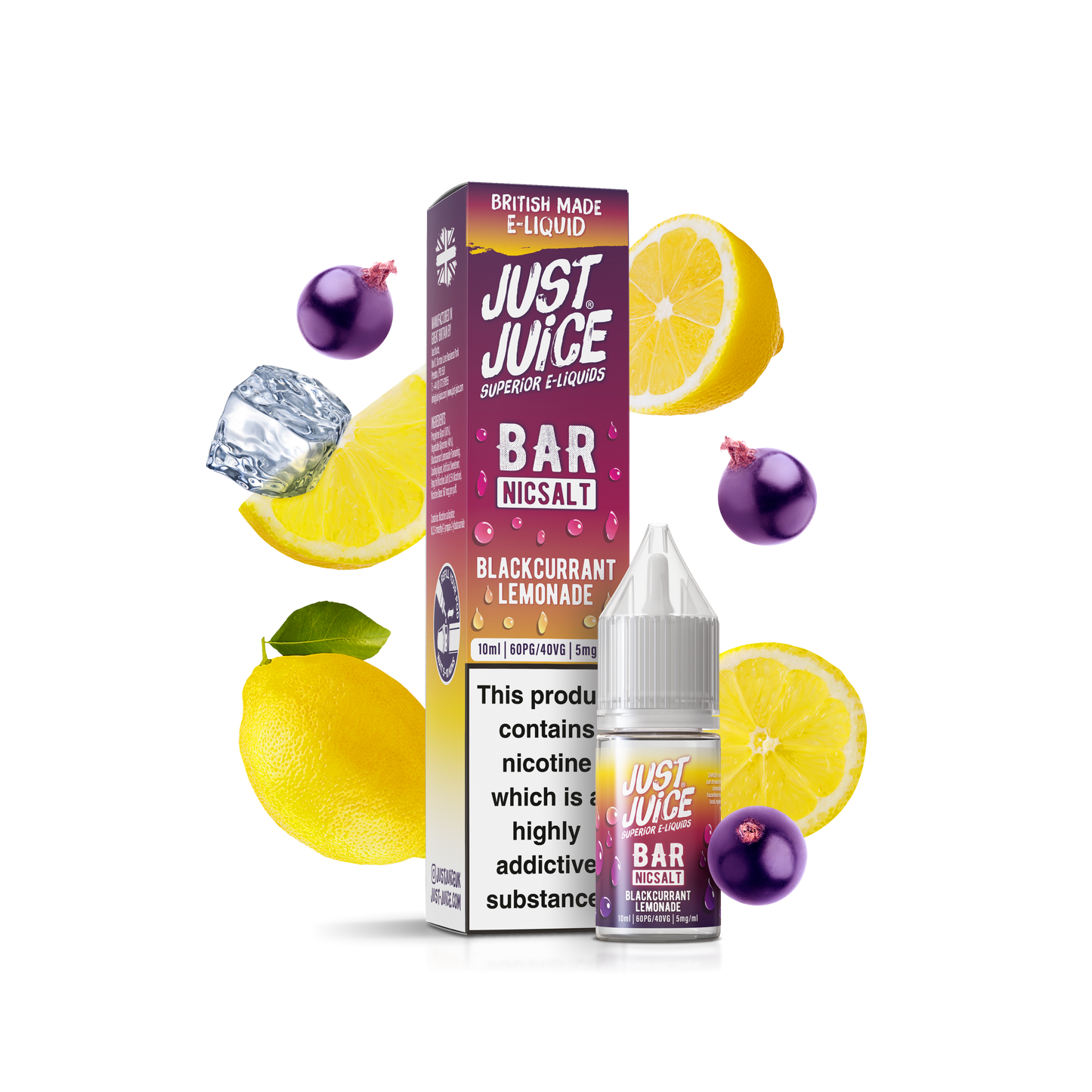 Blackcurrant Lemonade 10ml Nic Salt - Just Juice | 5mg 10mg 20mg | Vaperbar Chelmsford