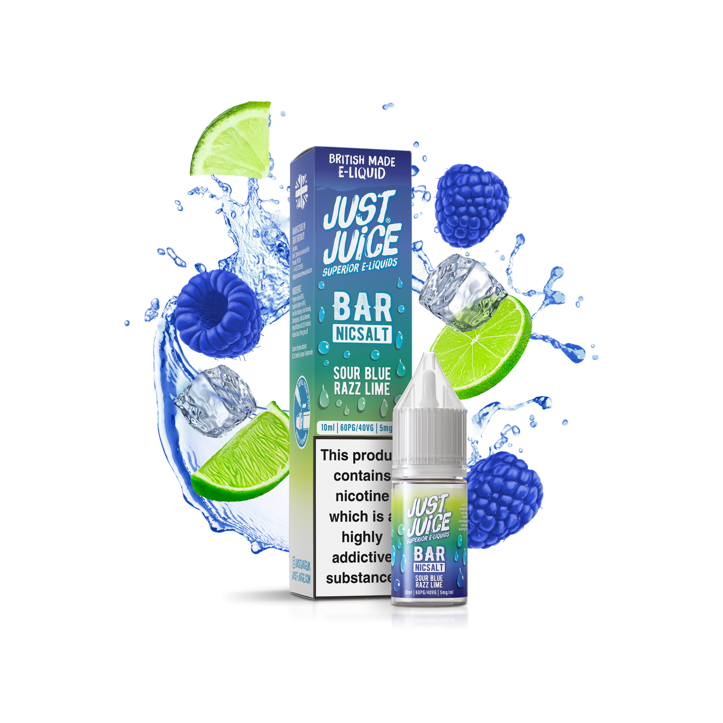 Sour Blue Razz Lime 10ml Bar Nic Salt By Just Juice