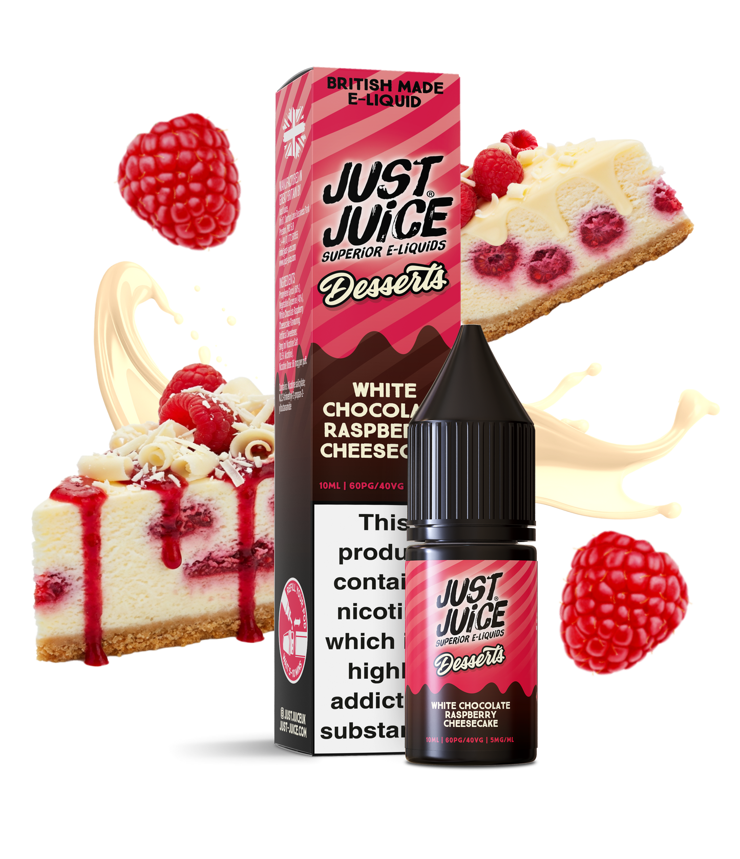 Just Juice Desserts - White Chocolate Raspberry Cheesecake Nic Salt 10ml